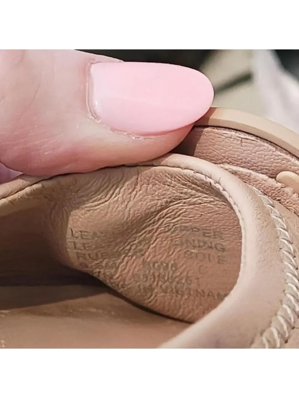 Tory Burch Minnie Travel Ballet Flat Peach Light Beige Metal Logo 8.5 Excellent